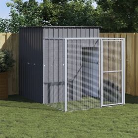 Chicken Cage with Run Anthracite 65"x98.8"x71.3" Galvanized Steel