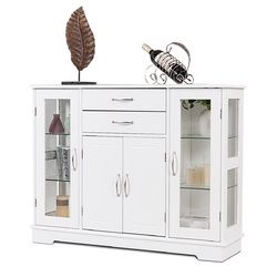 Buffet Storage Cabinet Console Cupboard with Glass Door
