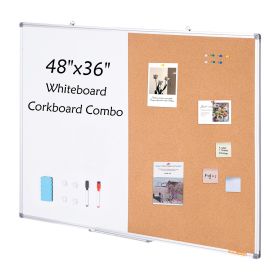 VEVOR 48"x 36" Whiteboard & Cork Board Combo with Aluminum Frame for School Home