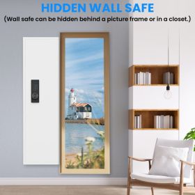 53" Fingerprint Touch Panel In-Wall Safe,Hidden Wall Gun Safe for Rifles with Adjustable Shelves