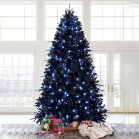 9ft PE/PVC Mixed Black Tree Automatic Fireproof Big Artificial Tree With Led for Halloween