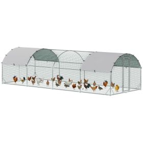 Galvanized Large Metal Chicken Coop Cage Walk-in Enclosure Poultry Hen Run House Playpen Rabbit Hutch with Cover for Outdoor Backyard 9.2' x 24.9