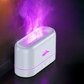 1pc Flame Air Diffuser, Humidifier, Portable Noiseless Aroma Diffuser For Home (Color: White Color, style: 3Color LED Light)