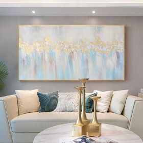Hand Oil Painting Abstract Teal Lake Canvas Painting Yellow Texture Handmade Modern Minimalist Art Creative Painting For Indie Bedroom Wall Decor (style: 03, size: 50x100cm)