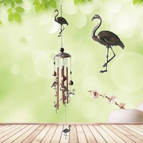 1pc Vintage Metal Butterfly Turtle Iron Owl Animal Wind Chime Home Courtyard Living Room Decoration Copper Outdoor Hanging Ornament (style: Flamingo)