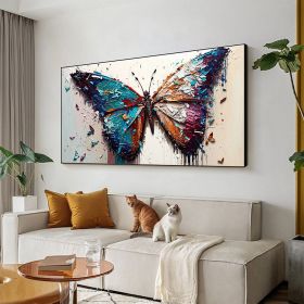 Handmade Oil Painting Large Original Colorful Butterfly Oil Painting On Canvas Canvas Wall Art Abstract Textured Animal Painting Custom Painting (style: 01, size: 90X120cm)