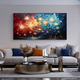 Handmade Oil Painting Large Original Firework Oil Painting on Canvas Abstract Color Painting Custom Textured Wall Art Bedroom Wall Decor Custom P (style: 01, size: 50x100cm)