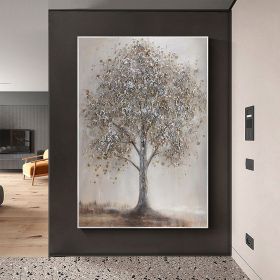 Hand Painted Oil Painting Abstract Tree Oil Painting on Canvas Extra Large Wall Art Original Minimalist Texture Wall Art Custom Painting Gray Dec (style: 01, size: 150X220cm)