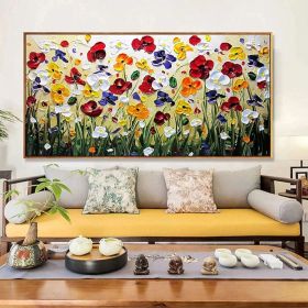 Hand Painted Oil Paintings Hand Painted Wall Art Abstract Colorful Flowers Living Room Hallway Bedroom Luxurious Decorative Painting (style: 01, size: 90X120cm)