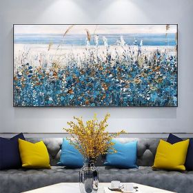 Hand Painted Oil Paintings Hand Painted Wall Art Abstract Plant Floral Blue Lavender Living Room Hallway Bedroom Luxurious Decorative Painting (style: 01, size: 150X220cm)