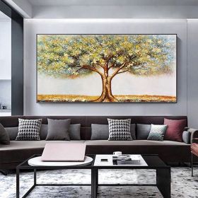 Handmade Tree Landscape Oil Paintings On Canvas Wall Art Decoration Modern Abstract  Painting Home Living Room Bedroom Luxurious Decoration Paint (style: 02, size: 150X220cm)