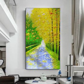 Hand painted Couples painting Couples Walking on a forest path Spiritual Art Landscape oil painting on canvas Tree art palette knife art (style: 05, size: 90X120cm)