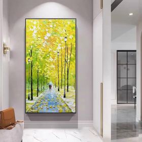Hand painted Couples painting Couples Walking on a forest path Spiritual Art Landscape oil painting on canvas Tree art palette knife art (style: 03, size: 40x80cm)