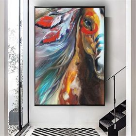 Hand Painted Oil Painting Abstract Oil Painting Camouflage Painting Art Horse Wall Art Picture Knife Canvas Acrylic Texture Colorful Animal Livin (style: 01, size: 50X70cm)