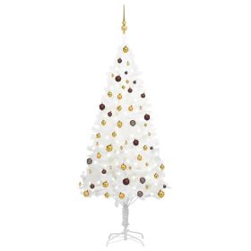 Artificial Pre-lit Christmas Tree with Ball Set White 82.7" (Color: Gold)