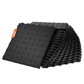 VEVOR Garage Tiles Interlocking, 12 x 12 x 0.53 inch 50 Pack Garage Floor Covering Tiles, Non-Slip Double-Sided Texture Garage Flooring Tiles (Color: Black, Quantity: 50)